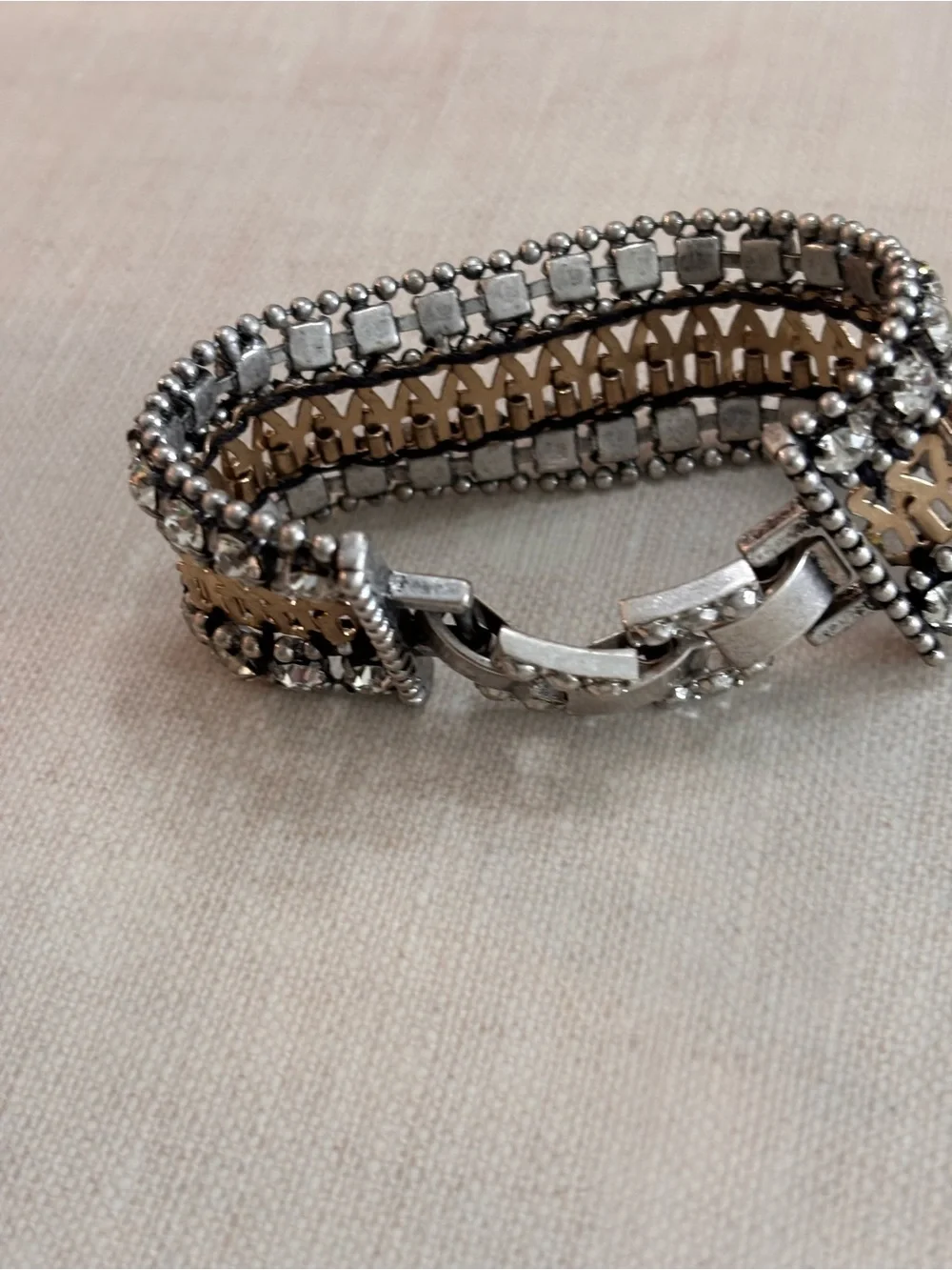 Stella & Dot Petra Crystal Statement Bracelet - Gold and Silver- retired